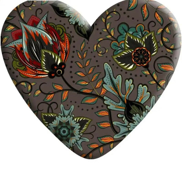Grey Floral Resin Heart