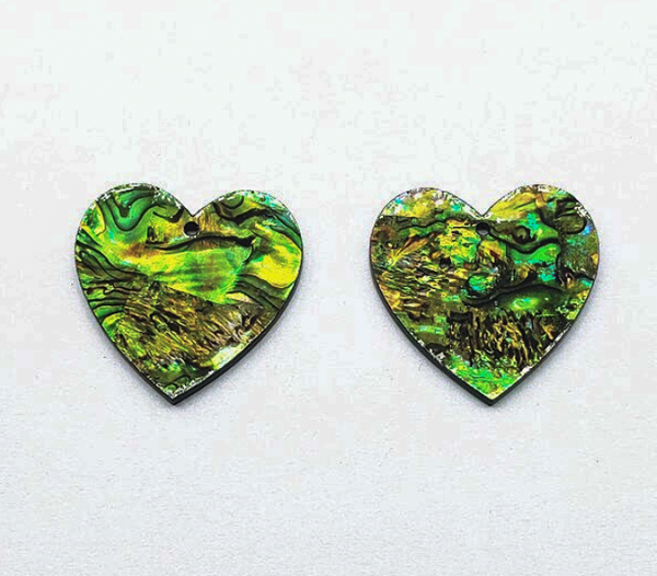 Preorder Lime Abalone Heart Centerpieces: 15 Pairs