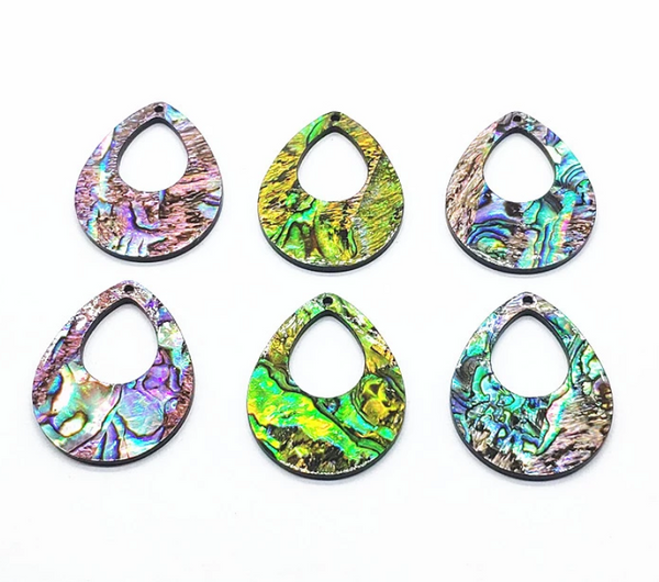 Preorder 38x30mm Abalone Open Teardrop Centerpieces: 15 Pairs