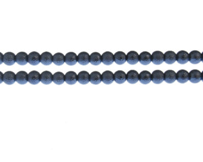 6mm Dark Water Blue Textured Glass Pearls