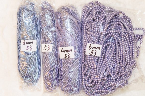 3-6mm Lavender Glass Pearls 30" Strand #53
