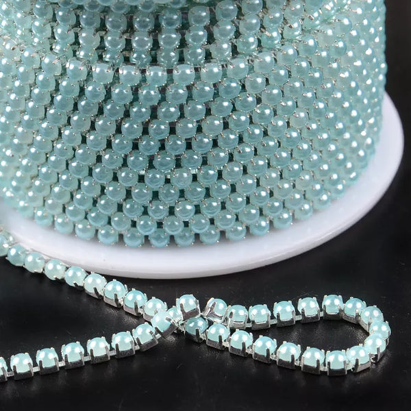 Silver & Baby Blue Pearl Banding SS6