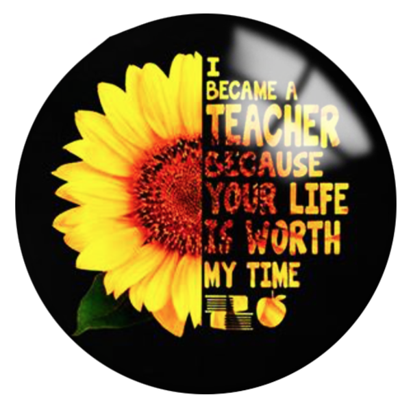 16mm or 20mm Teacher Sunflower Glass Cabochons