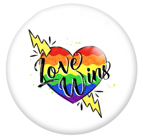 12mm or 20mm Love Wins Glass Cabochons