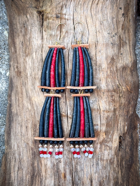 Handmade Dyed Dentalium Earrings