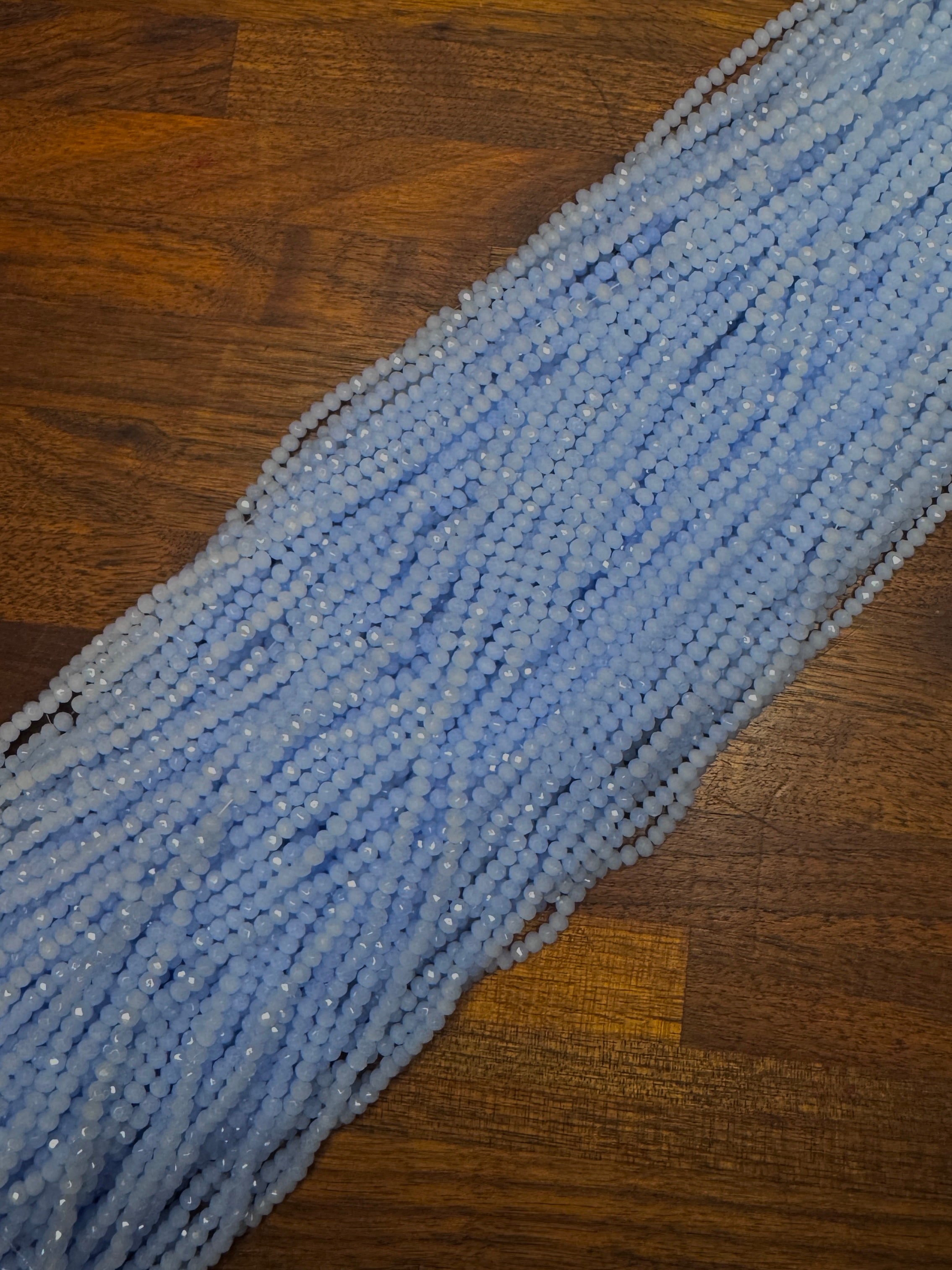 Creamy Light Powder Blue 3mm Rondelle Beads #280: Single strand or 10 strand pack