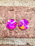 Fuchsia AM Glass Crystal Rivoli: Sold Per Pair, 1/3 Tray, or Tray