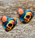 Sugar Skull Floral Resin Heart