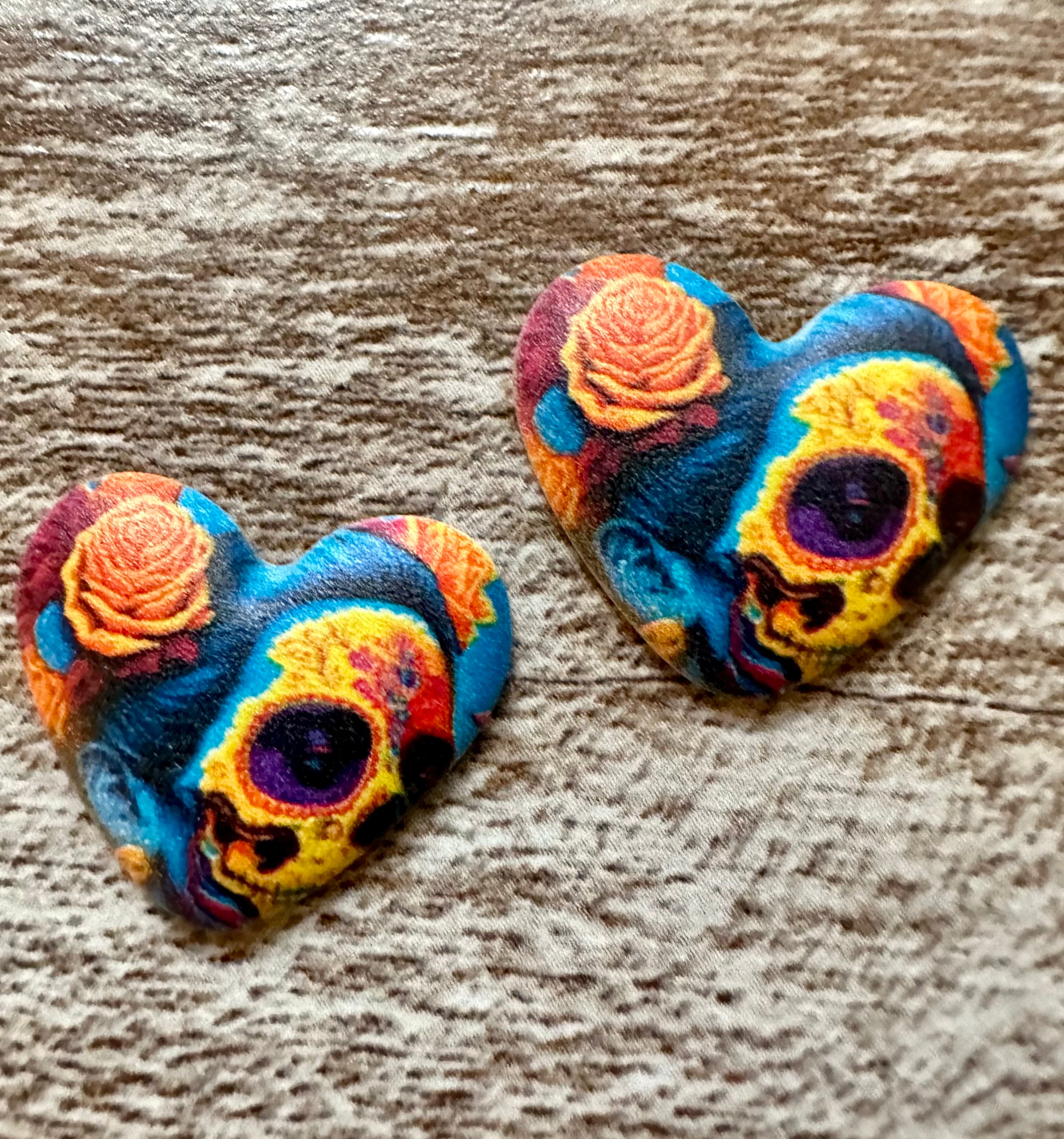 Sugar Skull Floral Resin Heart