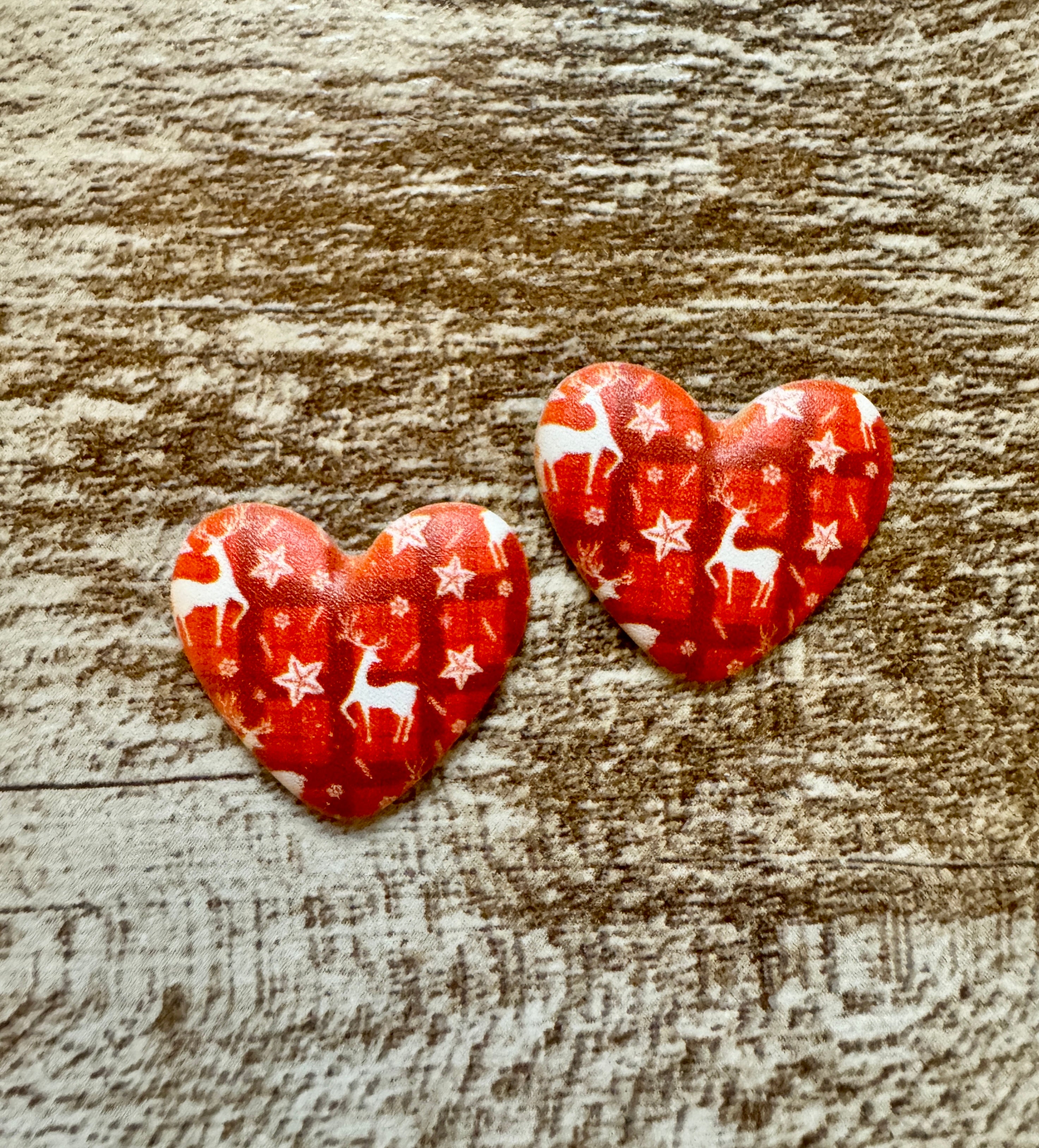 Red Reindeer & Snowflake Christmas Winter Resin Heart