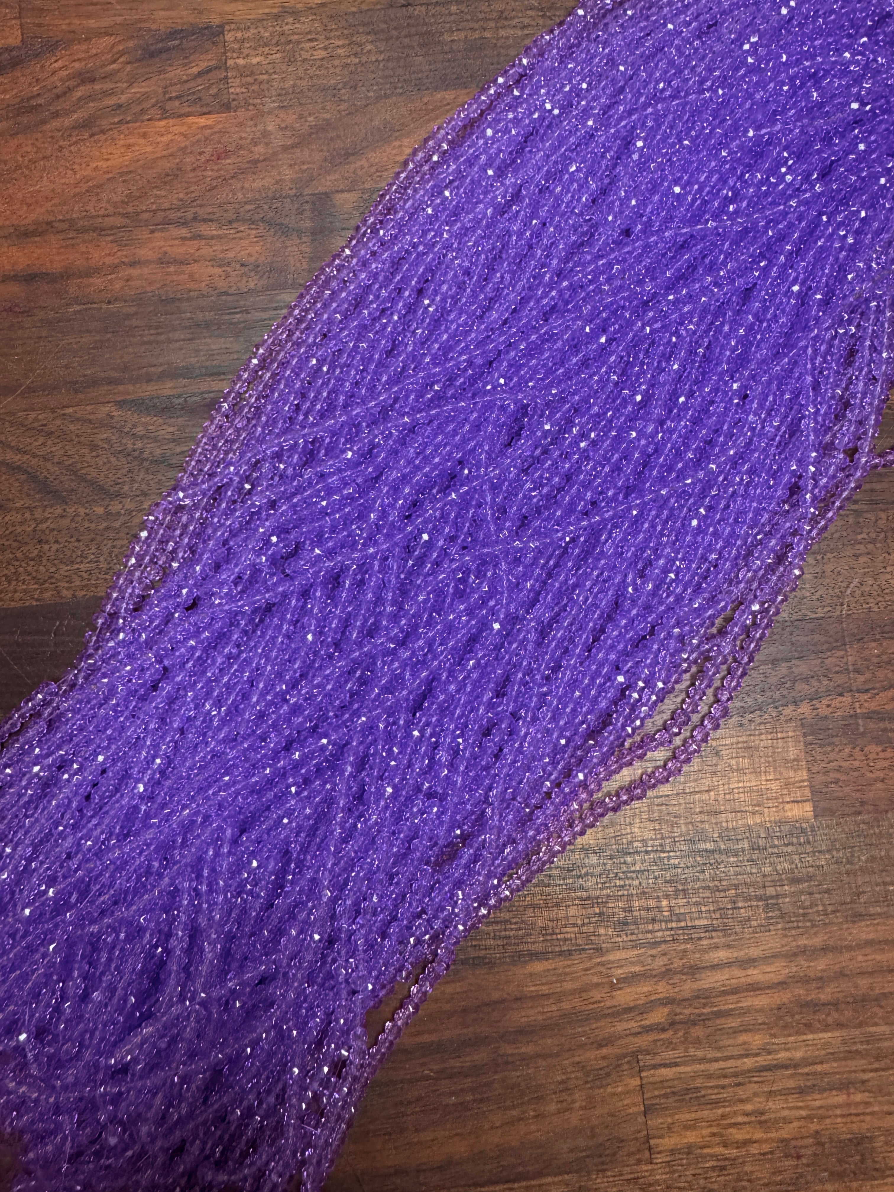 Clear Dark Lavender 3mm Rondelle Beads #227: Single strand or 10 strand pack