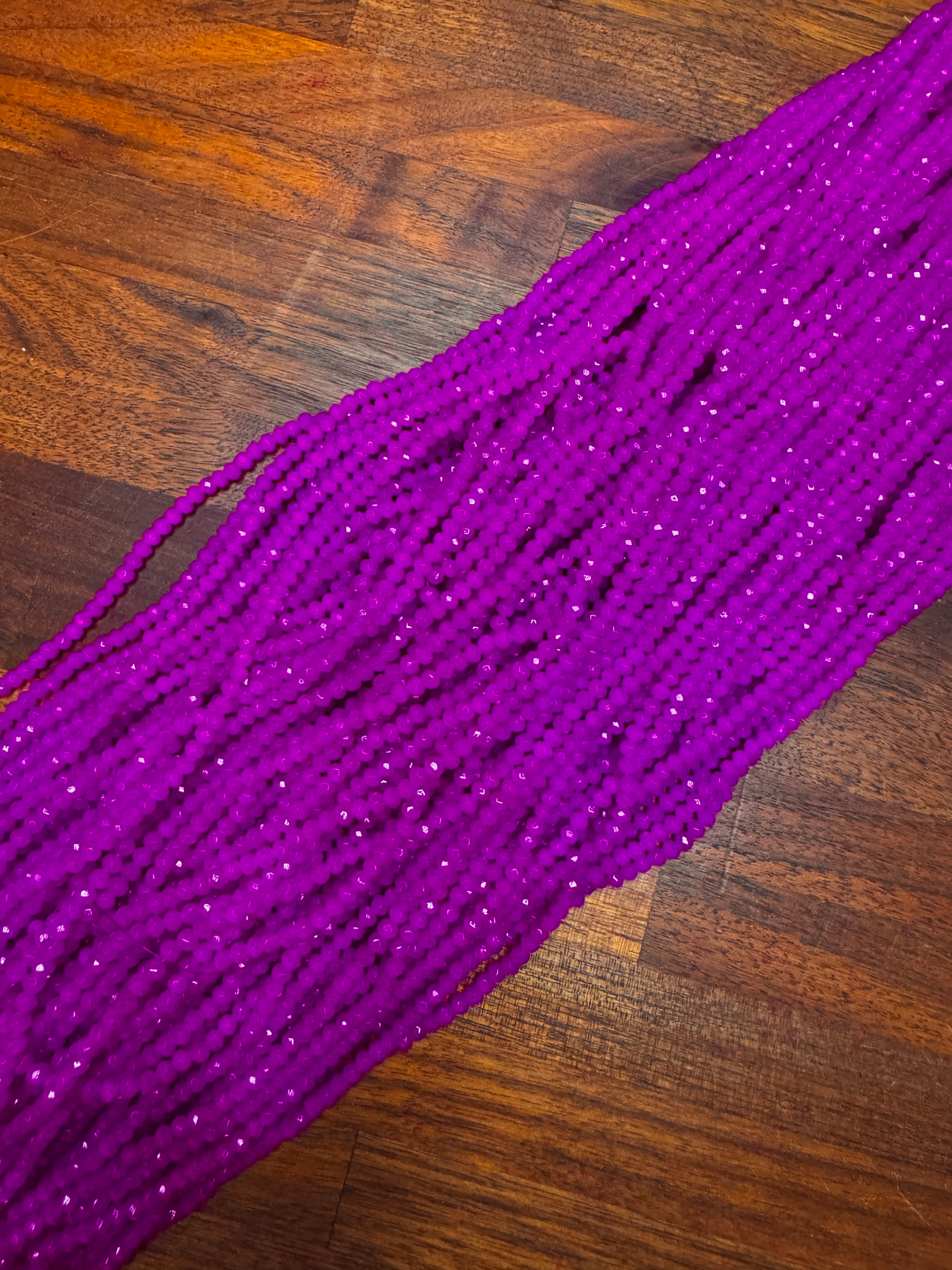 Creamy Magenta Purple 3mm Rondelle Beads #293: Single strand or 10 strand pack