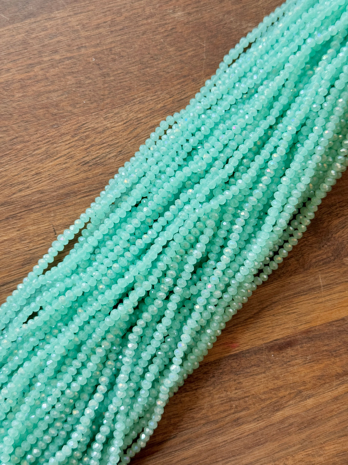 Mint AB Rondelle Beads: Single Strand or 10 Strand Pack
