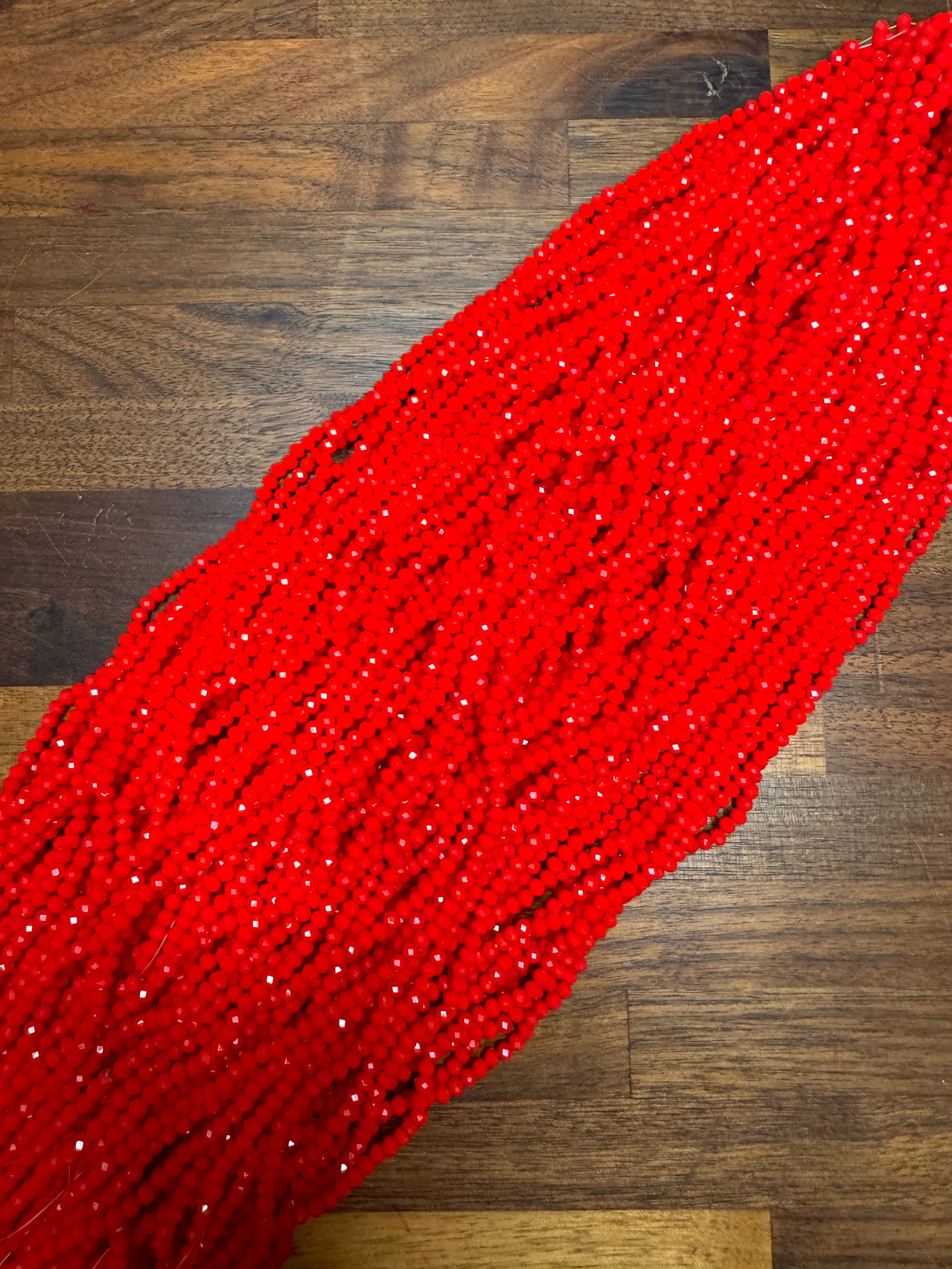 Bright Red 3mm Rondelle Beads #63 Discount Pack