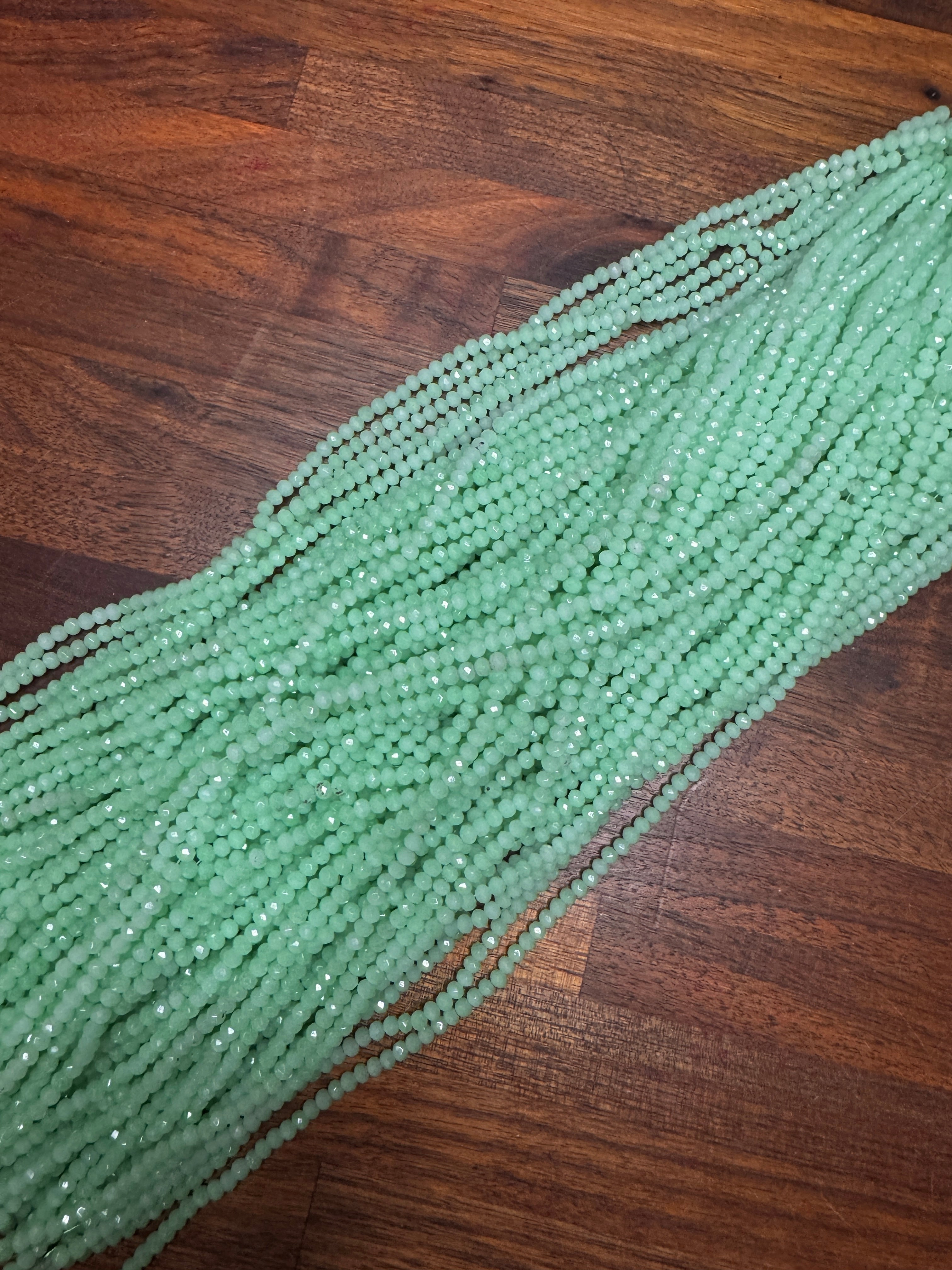 Creamy Lime Green 3mm Rondelle Beads #276: Single strand or 10 strand pack