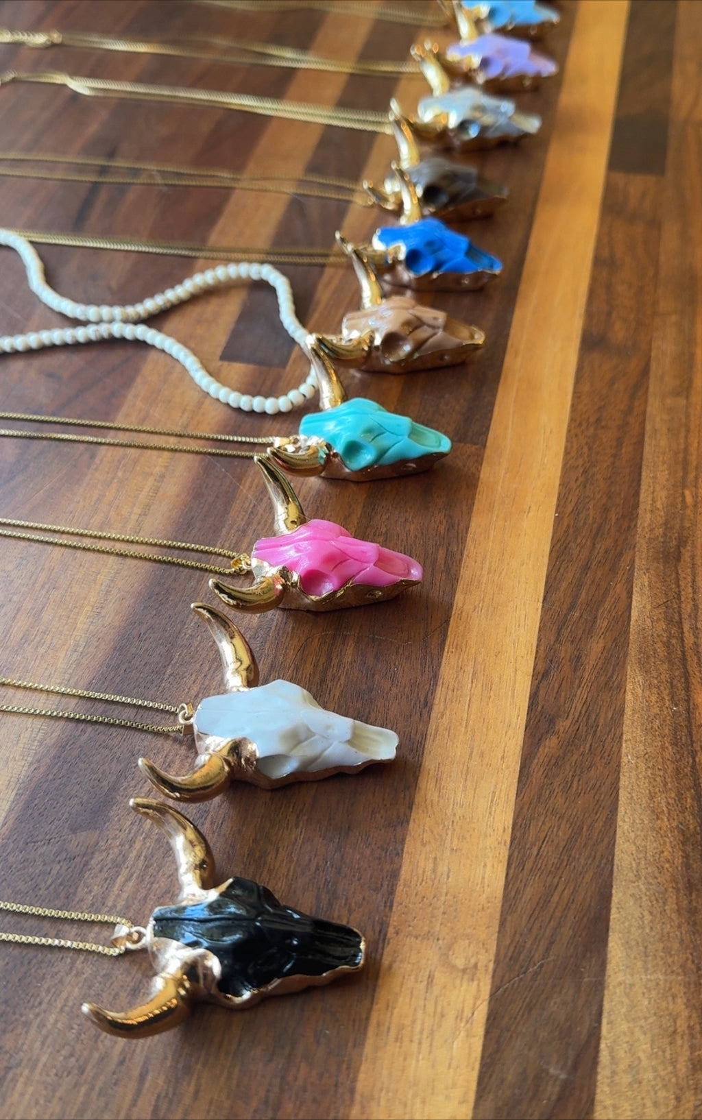Cow Skull Pendant with Necklace