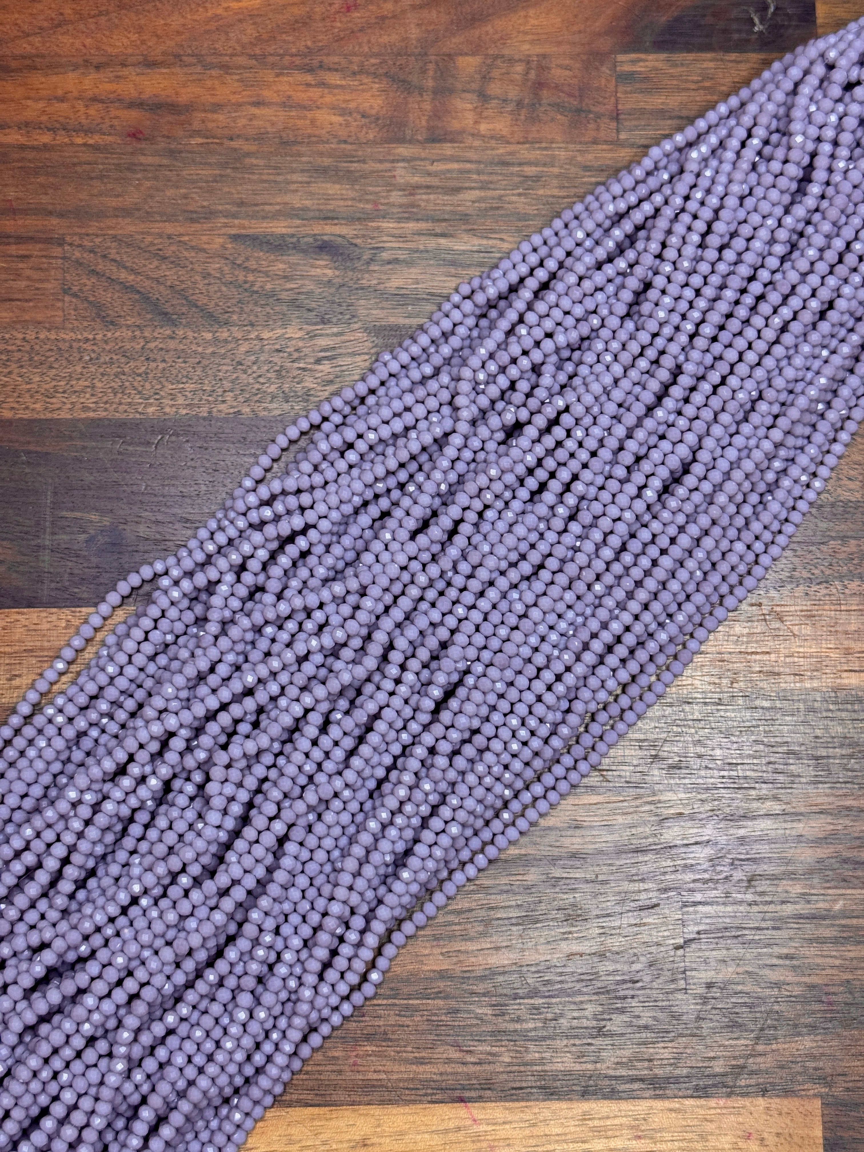 Dusty Lavender 3mm Rondelle Beads #55: Single strand or 10 strand pack ...