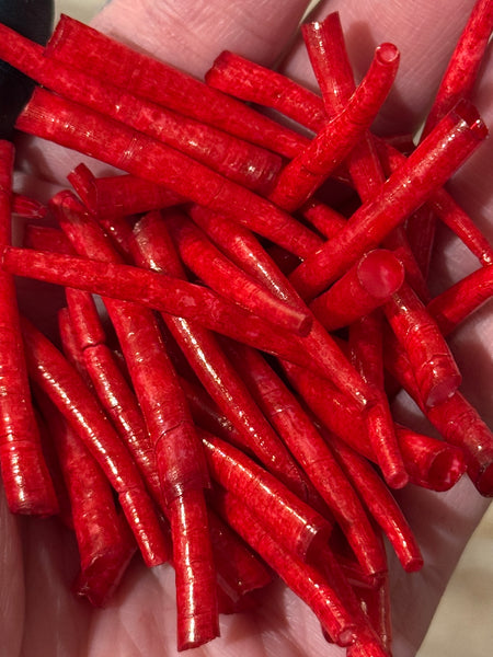 *READ DESCRIPTION* Unsealed Candy Apple Red Dyed Dentalium 1oz