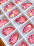 Fuchsia Mocha Glass Crystal Teardrop 11x18mm: Sold Per Pair, Half Tray, or Tray