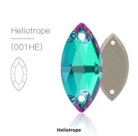 Heliotrope Glass Crystal Horseeye: 7x15mm