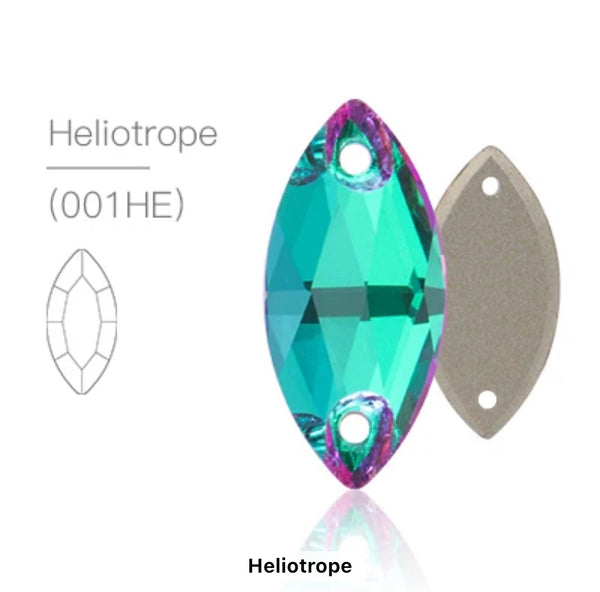 Heliotrope Glass Crystal Horseeye: 7x15mm