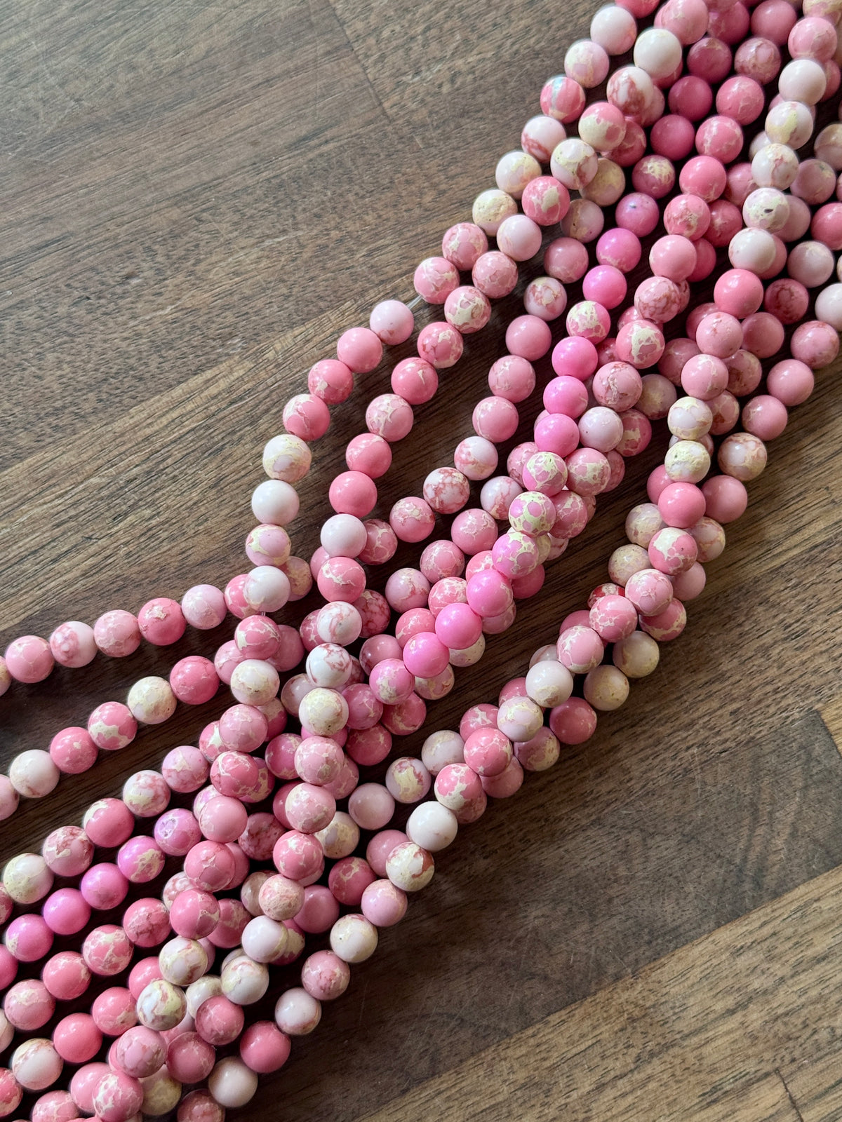 6mm Peach Pink Faux Stone Beads