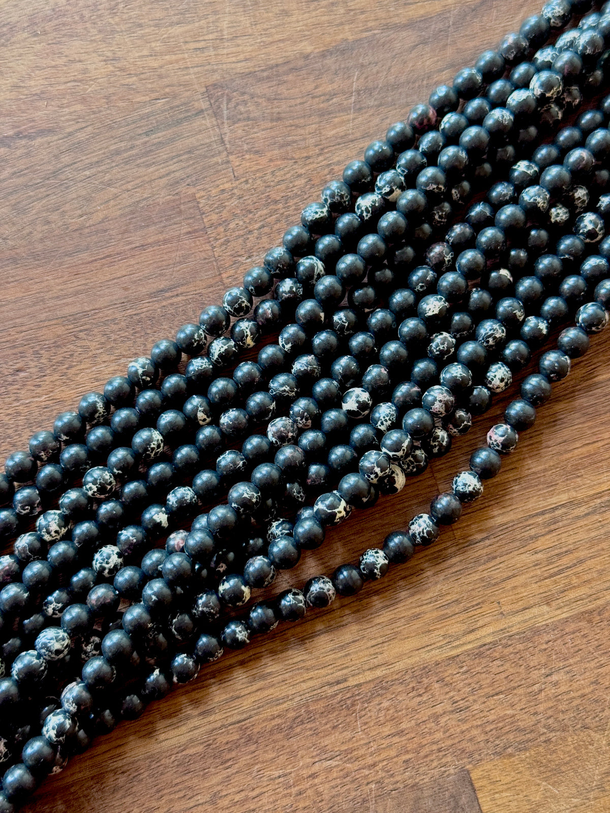 6mm Black Faux Stone Beads