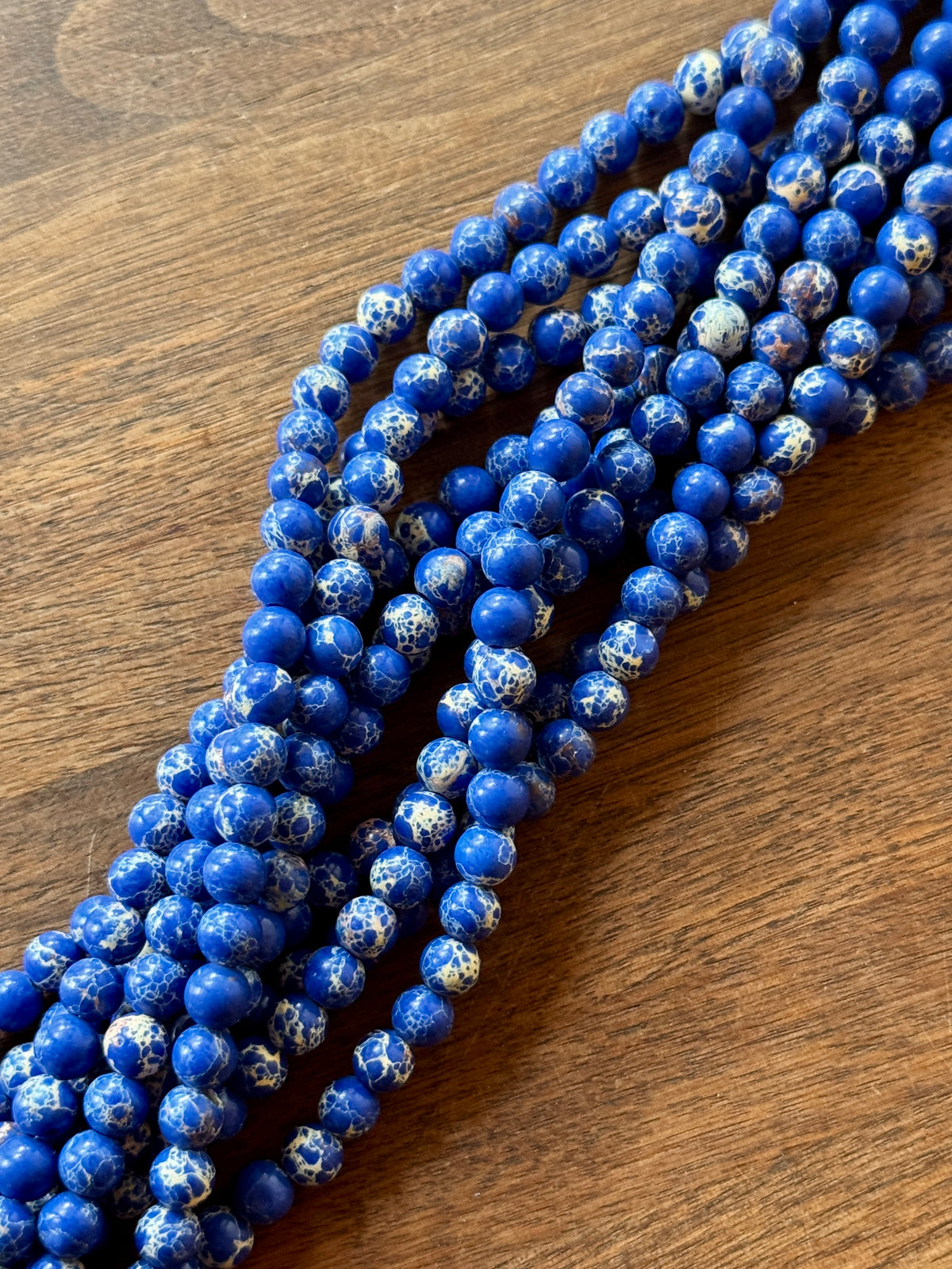 6mm Blue Faux Stone Beads