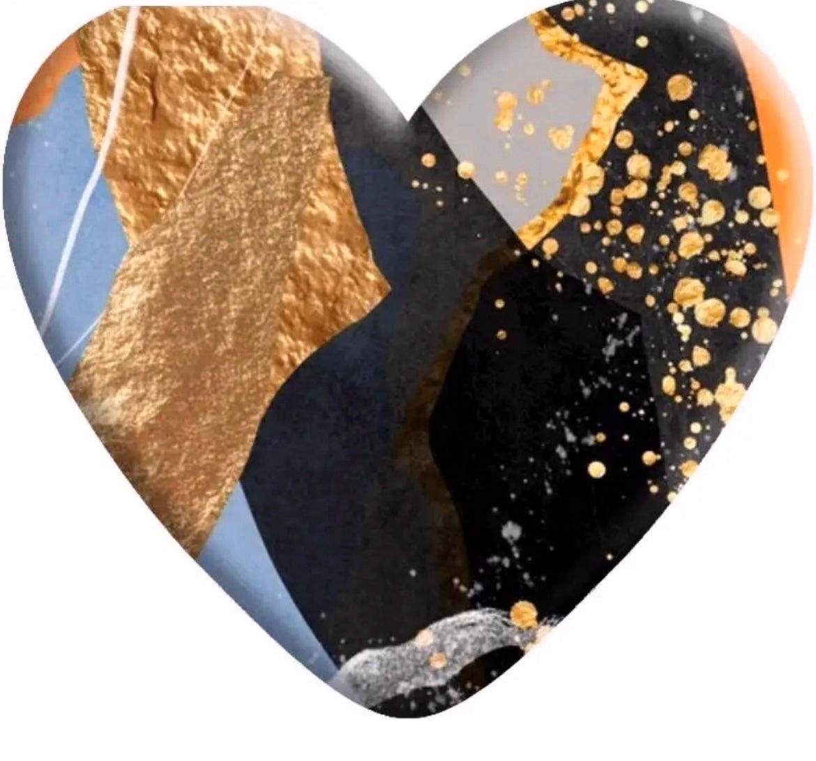 Blue, Black, & Gold Faux Stone Resin Heart