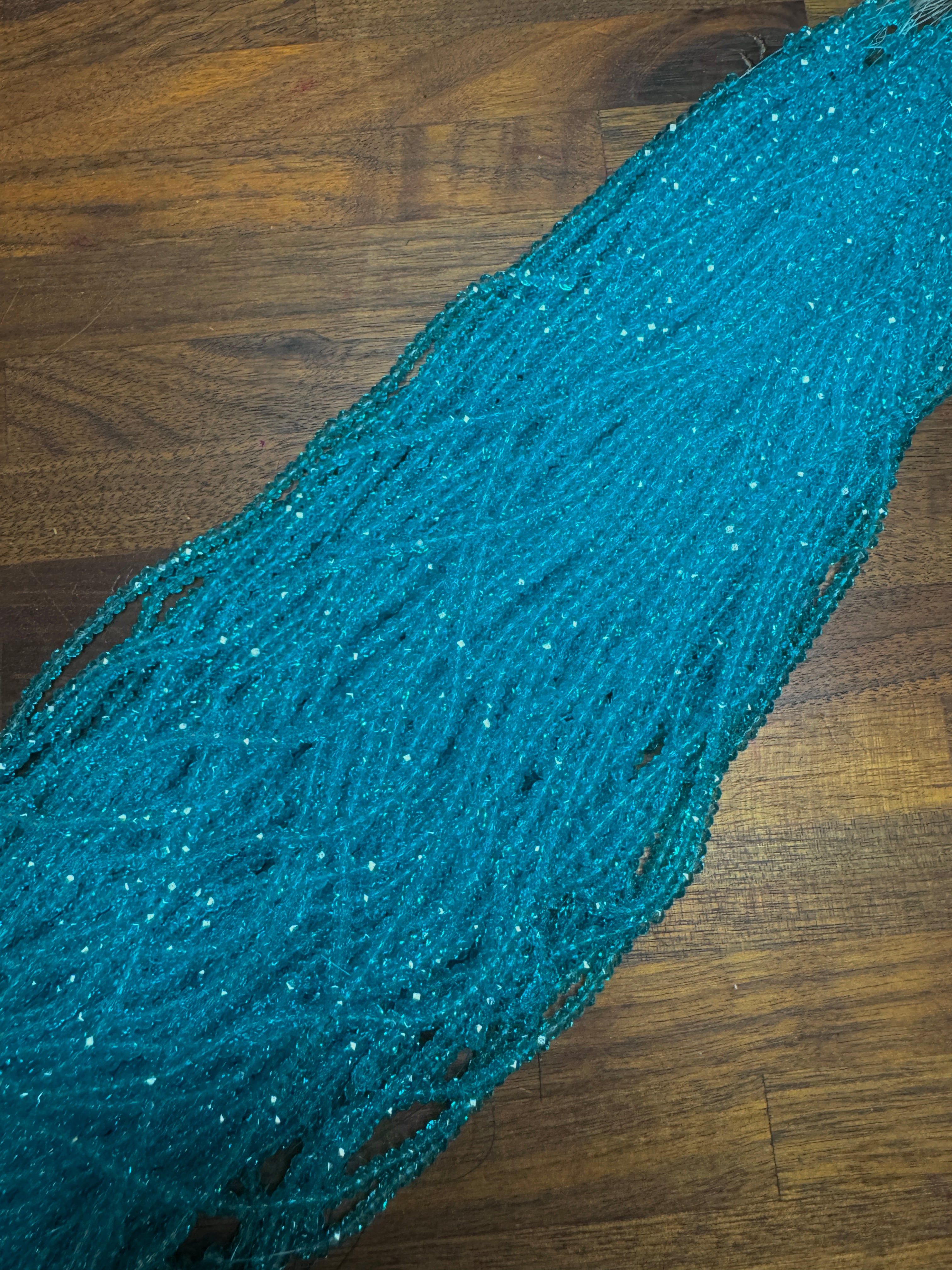 Clear Blue Cyan 3mm Rondelle Beads #229: Single strand or 10 strand pack