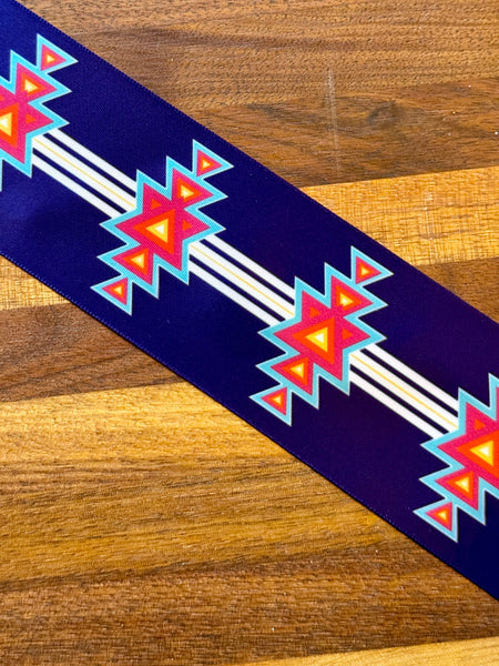 Navy & Fuschia Native Print Ribbon