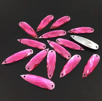 25 Pairs Acrylic Crystal Long Teardrops: Rose Red 8x28mm