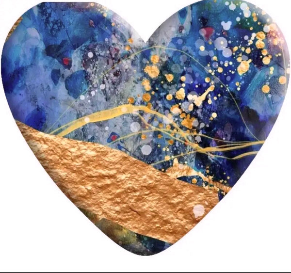 Blue & Gold Faux Stone Resin Heart