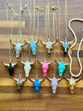 Cow Skull Pendant with Necklace