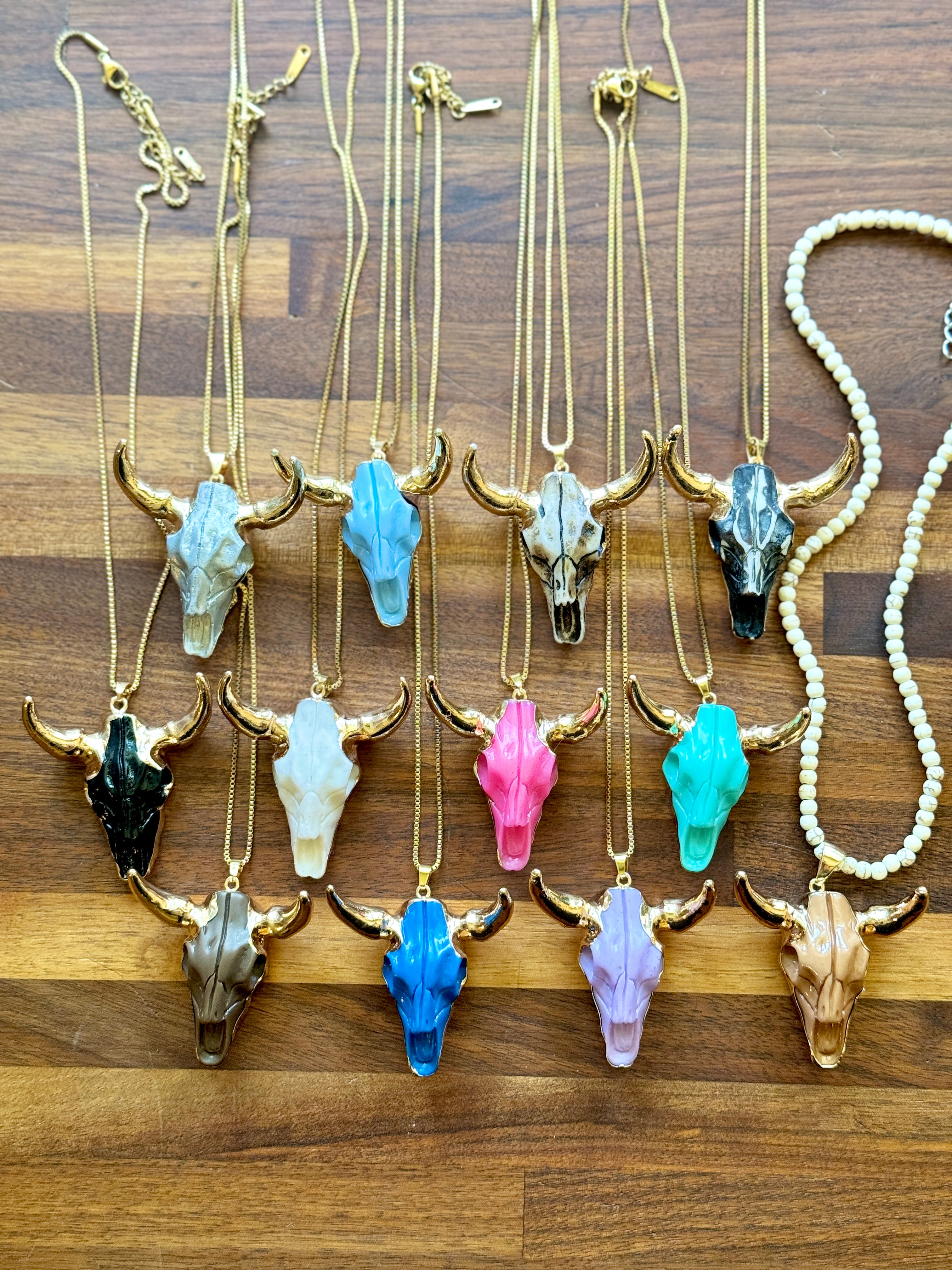 Cow Skull Pendant with Necklace