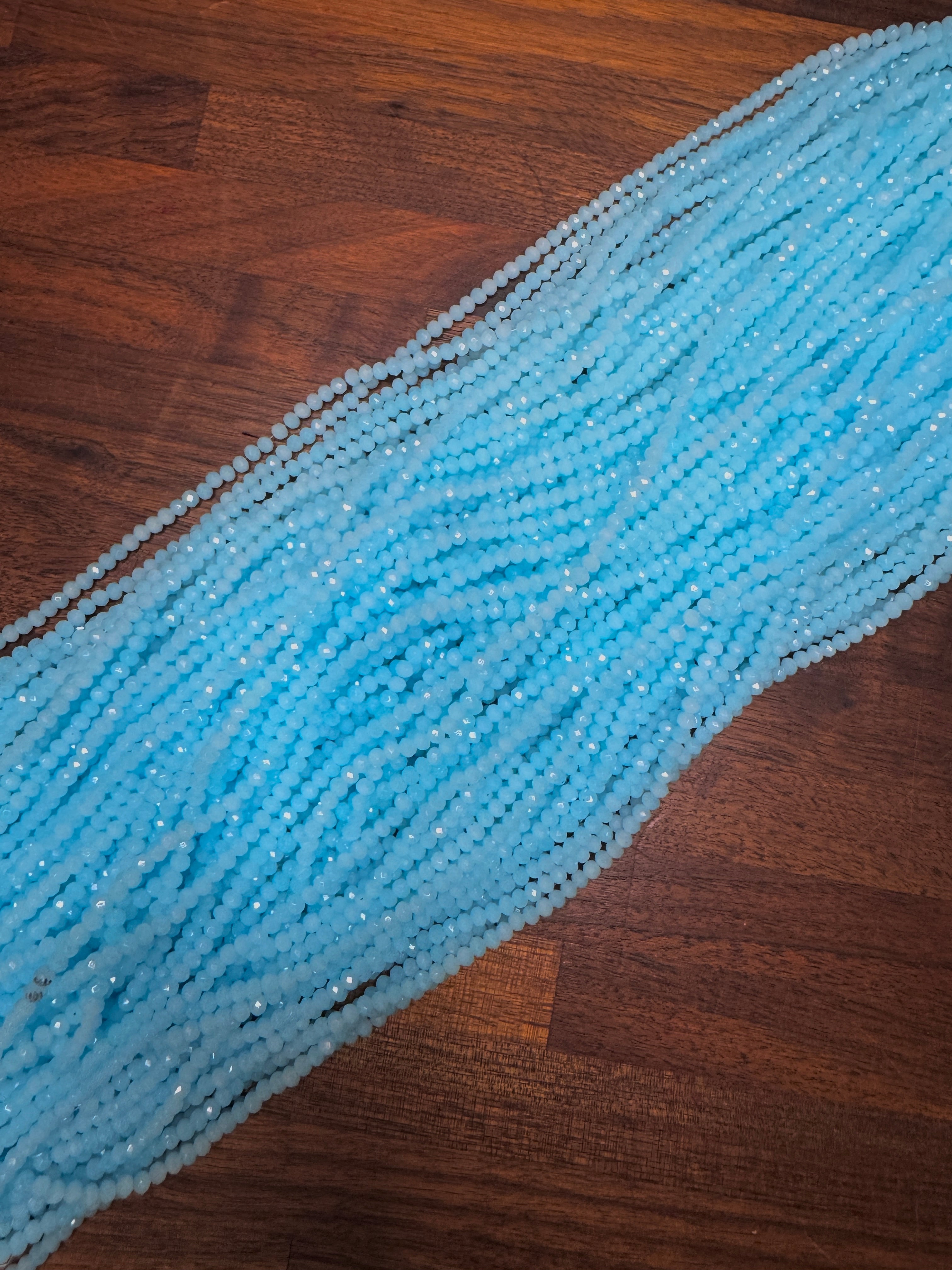 Creamy Light Cyan Blue 3mm Rondelle Beads #278: Single strand or 10 st ...