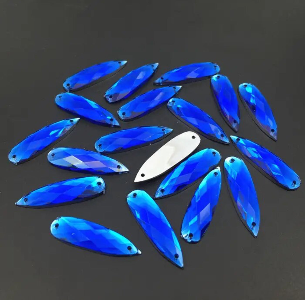 25 Pairs Acrylic Crystal Long Teardrops: Cobalt 8x28mm