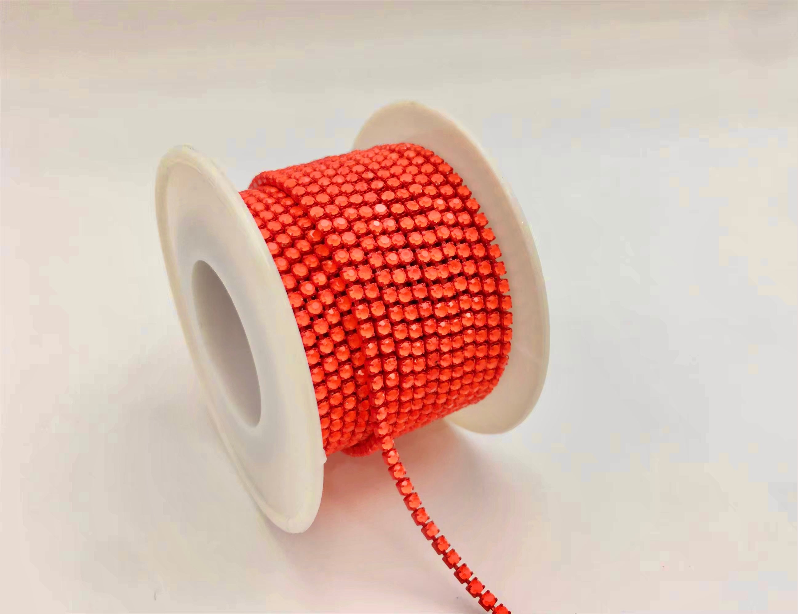 Neon Orange Tangerine w/ Fuchsia Metal Mocha Banding SS6: Sold per 1 yard or per 10 yard roll