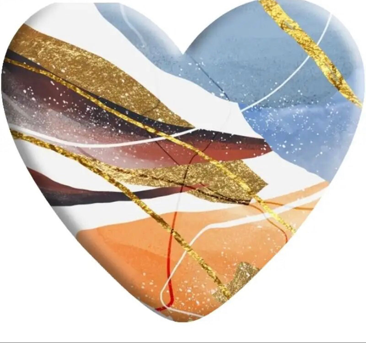 Blue & Gold Faux Stone Resin Heart