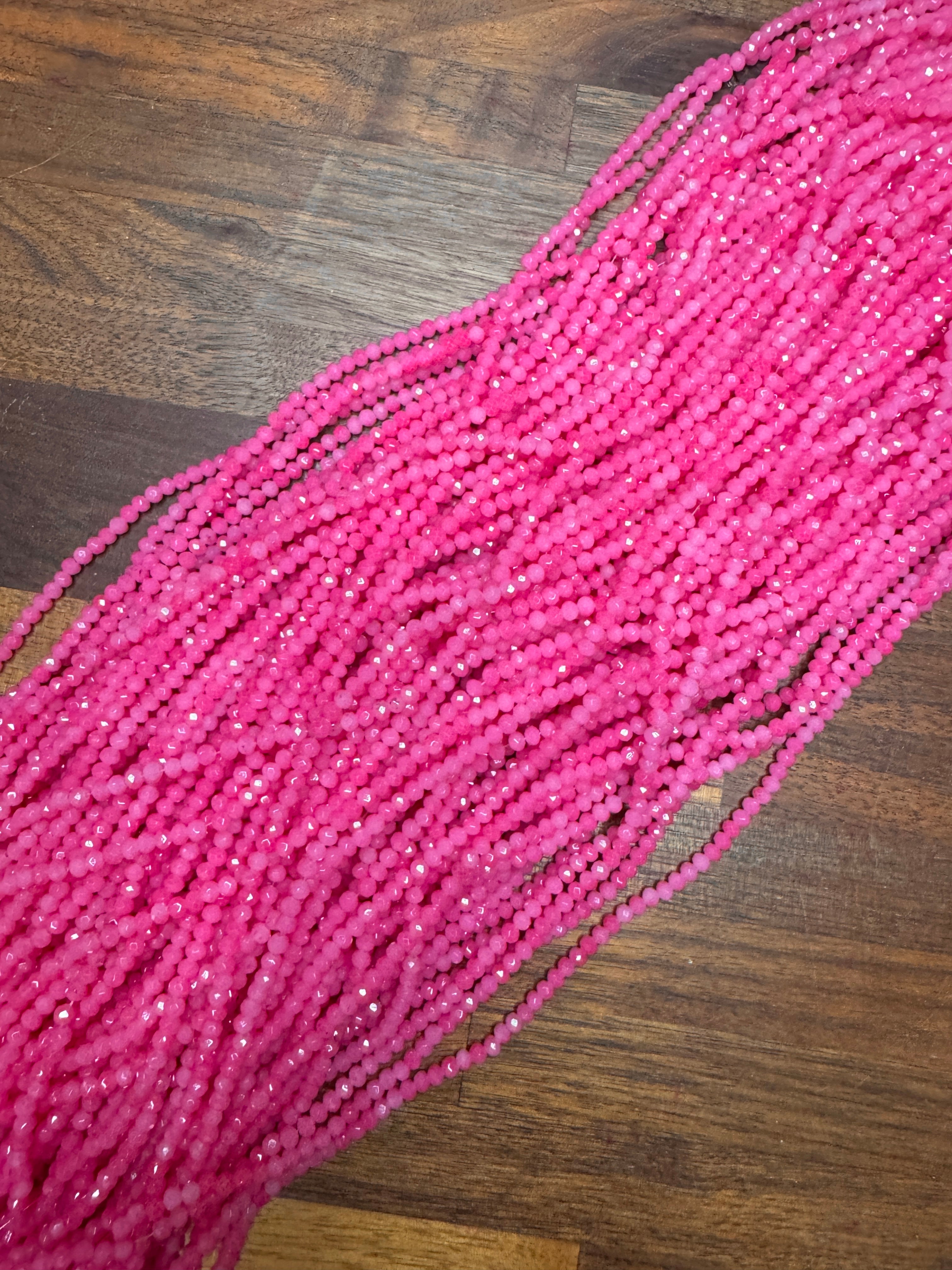 Creamy Rose Pink 3mm Rondelle Beads #287: Single strand or 10 strand pack