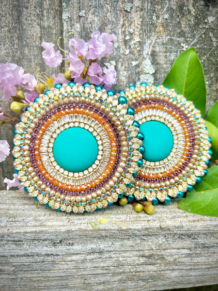 Matte Extra Large Turquoise Auntie Earrings