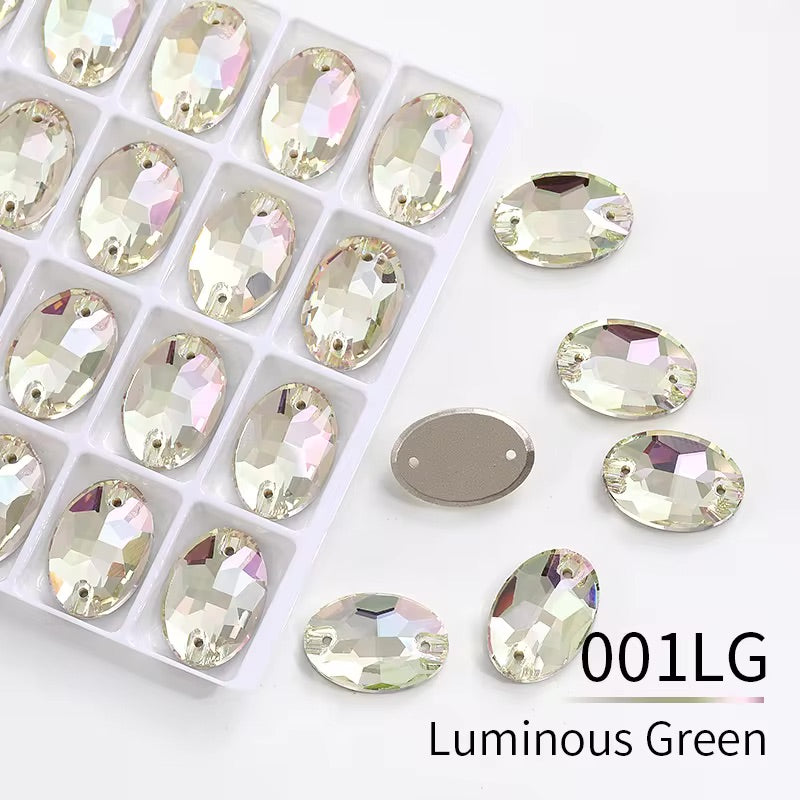 Luminous Green AB Glass Crystal Oval