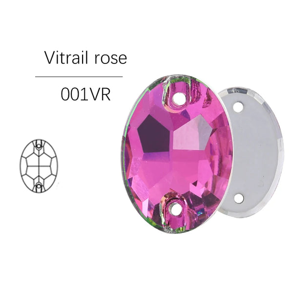 Vitrail Rose Glass Crystal Oval 13x18mm