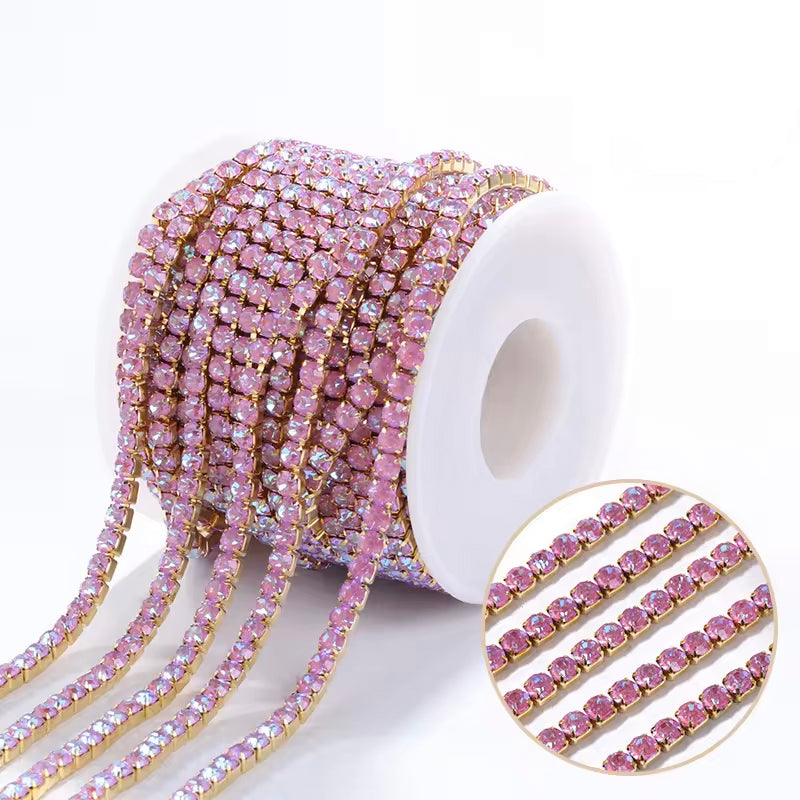 Gold Pink Tanzanite Mocha Banding SS8: Sold per 1 yard or per 10 yard roll