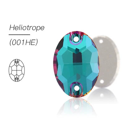 Heliotrope Glass Crystal Oval 13x18mm