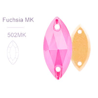 MK Fuchsia Glass Crystal Horseeye: 7x15mm