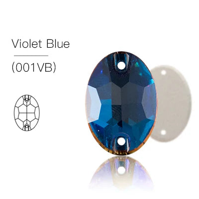 Violet Blue Glass Crystal Oval 13x18mm