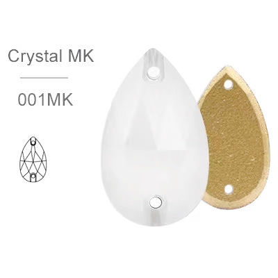 MK White Glass Crystal Teardrop: 11x18mm