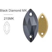 MK Black Diamond Glass Crystal Horseeye: 7x15mm