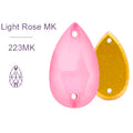 MK Light Rose Glass Crystal Teardrop: 11x18mm